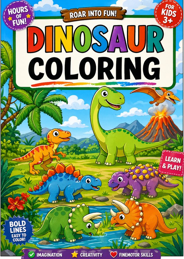 Dinosaur coloring book cover