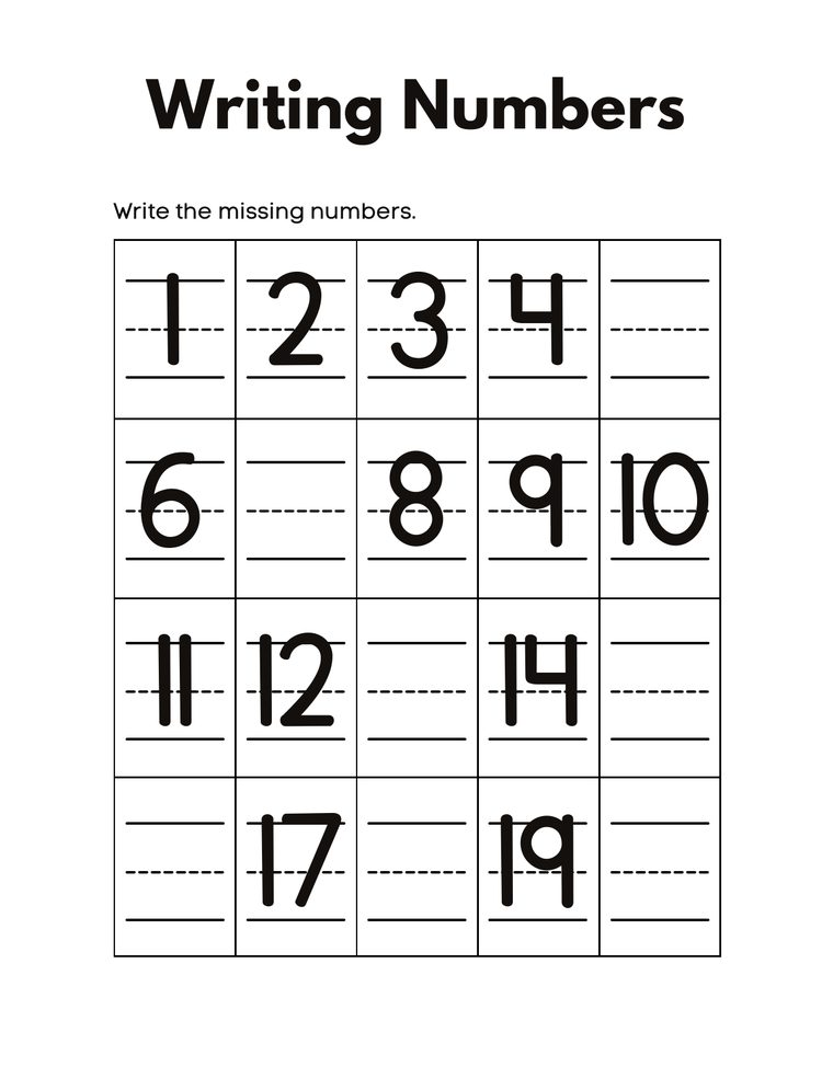 Writing numbers math worksheet